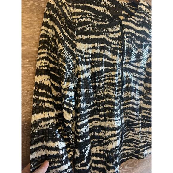 Office Career Zebra Jacket Sz Small Elegant Zipper Timeless Classic - Picture 4 of 10